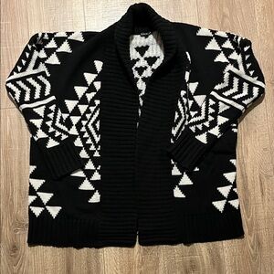 Express Black and White Geometric Cardigan Women’s L